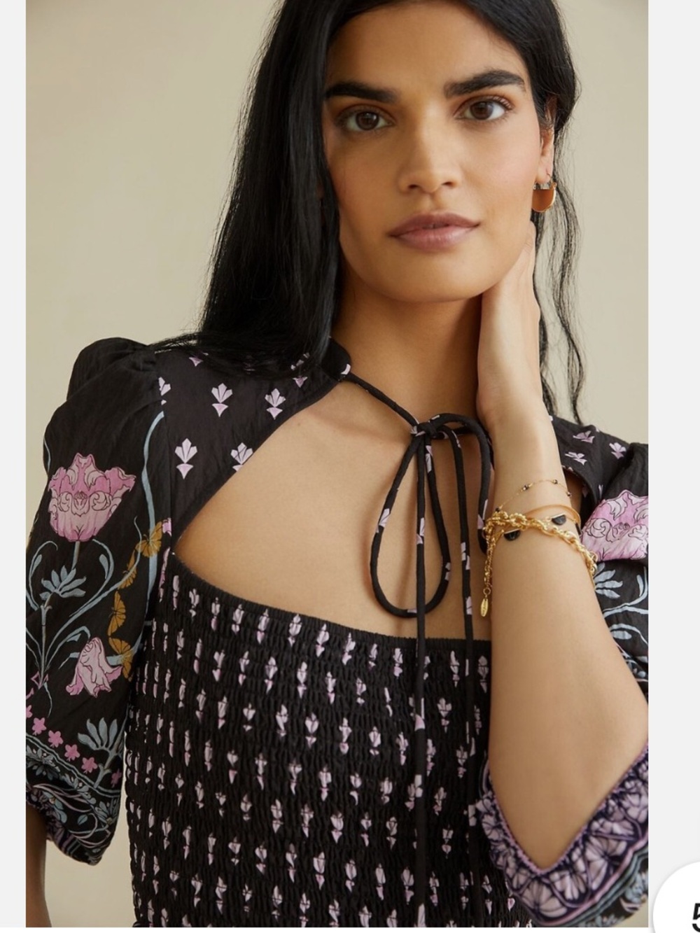 Anthropologie Dasha Smocked Floral Midi Dress - Picture 3 of 14